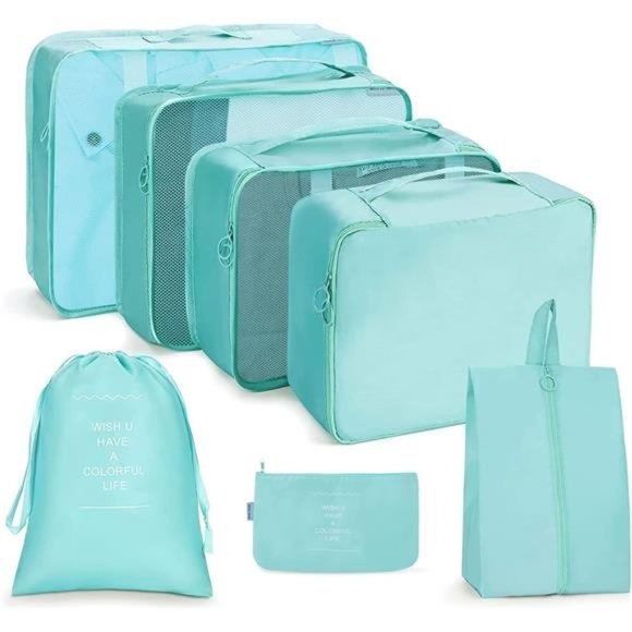 Travel Bags Organizer for Luggage - 7 Set Packing Cubes Lightweight Suitcase Org